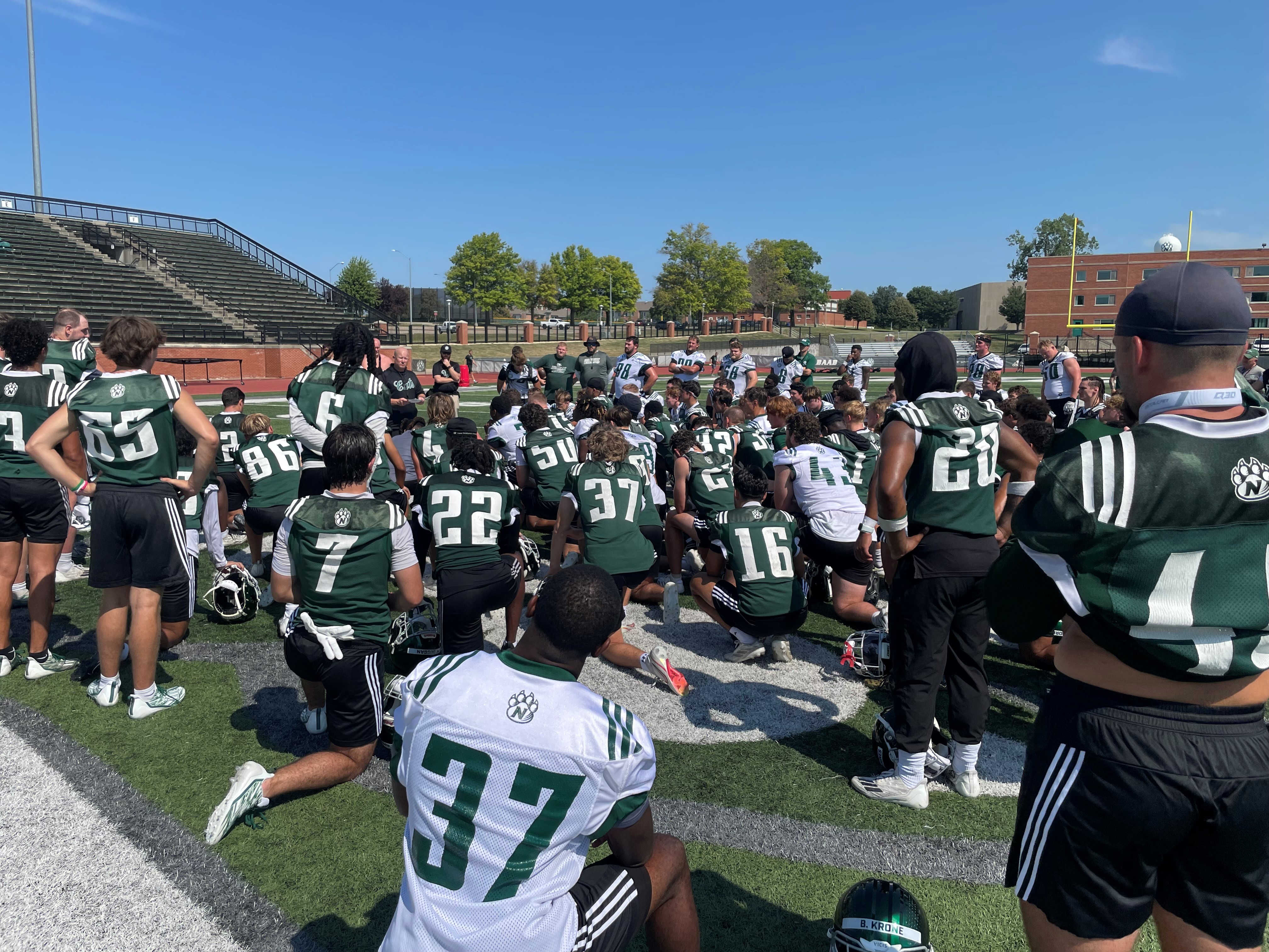 Northwest Missouri State opened football practice Monday morning.