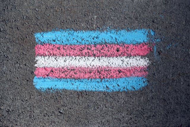 transgender flag on concrete